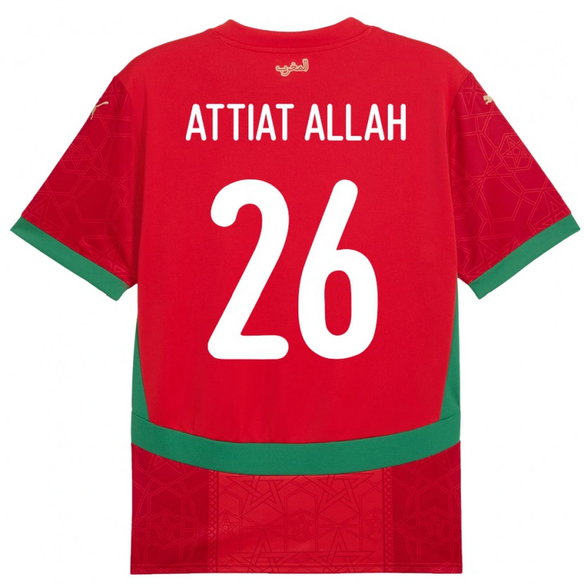 Danxen Herren Marokko Yahia Attiat-Allah #26 Rot Heimtrikot Trikot 24-26 T-Shirt