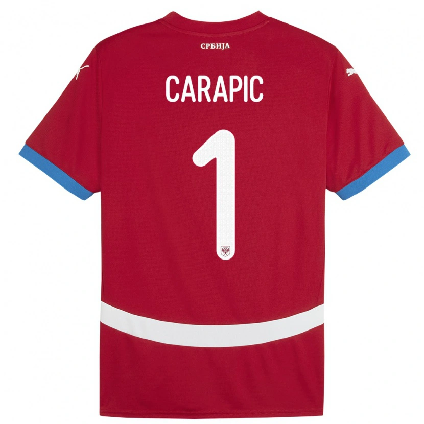 Danxen Herren Serbien Vladan Carapic #1 Rot Heimtrikot Trikot 24-26 T-Shirt