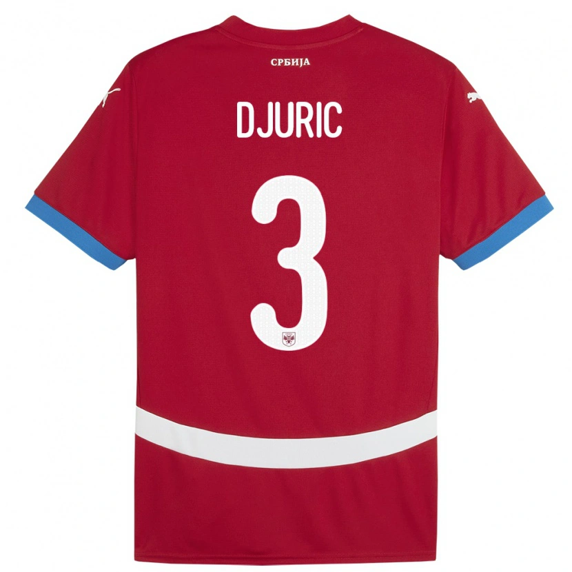 Danxen Herren Serbien David Djuric #3 Rot Heimtrikot Trikot 24-26 T-Shirt