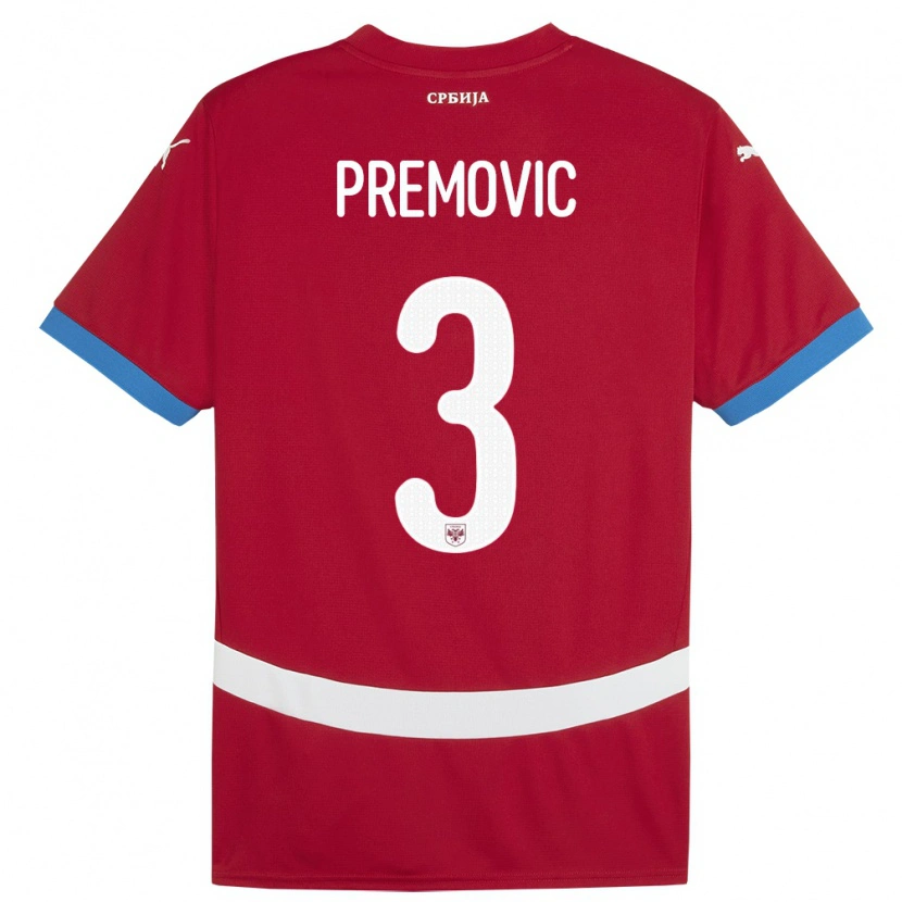 Danxen Herren Serbien Relja Premovic #3 Rot Heimtrikot Trikot 24-26 T-Shirt