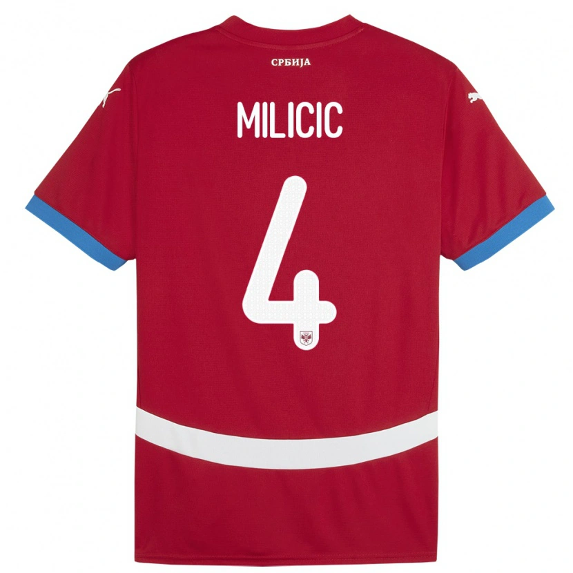 Danxen Herren Serbien Nikola Milicic #4 Rot Heimtrikot Trikot 24-26 T-Shirt