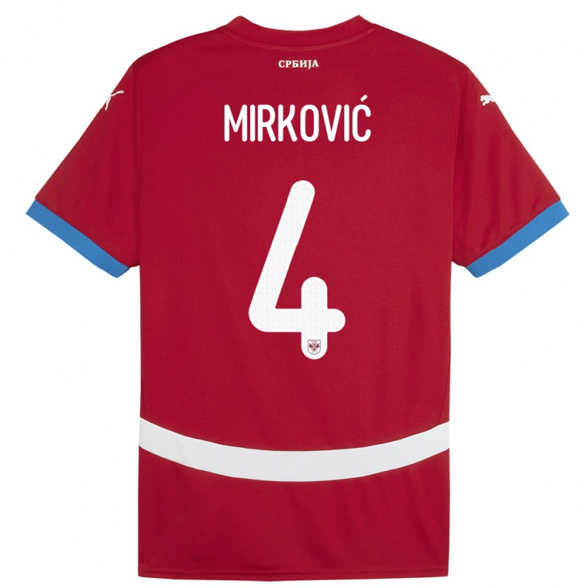 Danxen Herren Serbien Nemanja Mirković #4 Rot Heimtrikot Trikot 24-26 T-Shirt