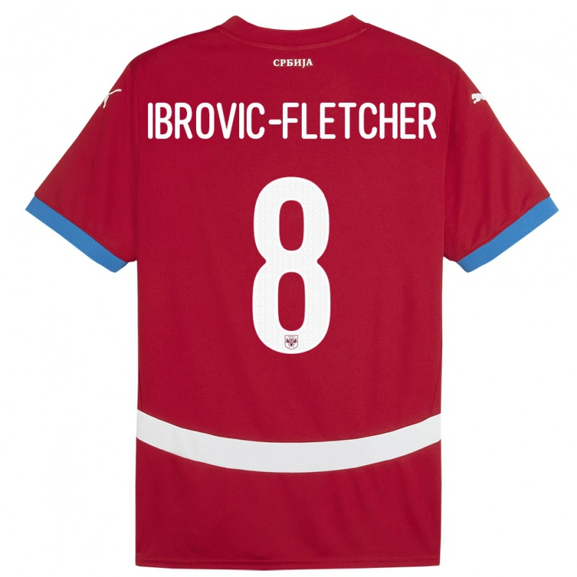 Danxen Herren Serbien Edward Ibrovic-Fletcher #8 Rot Heimtrikot Trikot 24-26 T-Shirt