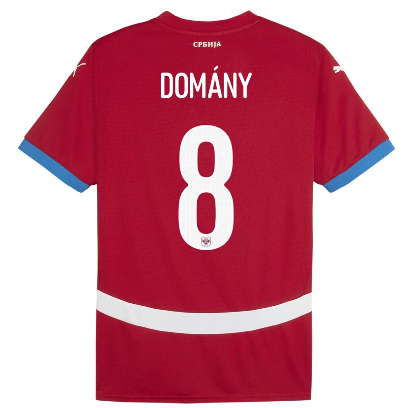Danxen Herren Serbien Bence Domány #8 Rot Heimtrikot Trikot 24-26 T-Shirt