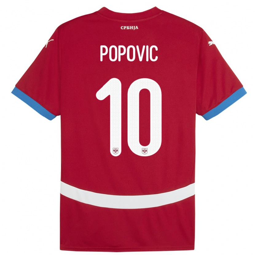 Danxen Herren Serbien Matija Popovic #10 Rot Heimtrikot Trikot 24-26 T-Shirt