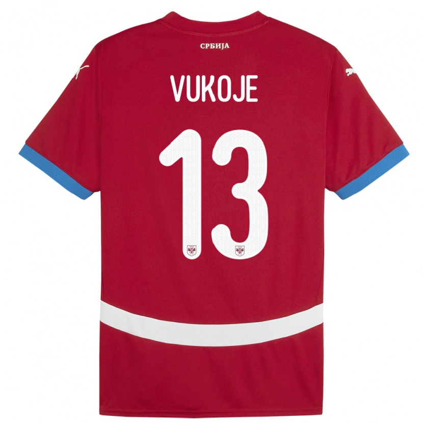 Danxen Herren Serbien Luka Vukoje #13 Rot Heimtrikot Trikot 24-26 T-Shirt