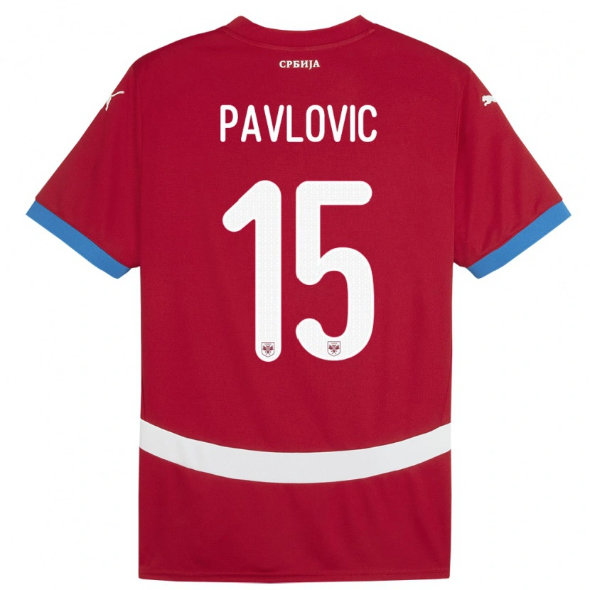 Danxen Herren Serbien Dusan Pavlovic #15 Rot Heimtrikot Trikot 24-26 T-Shirt