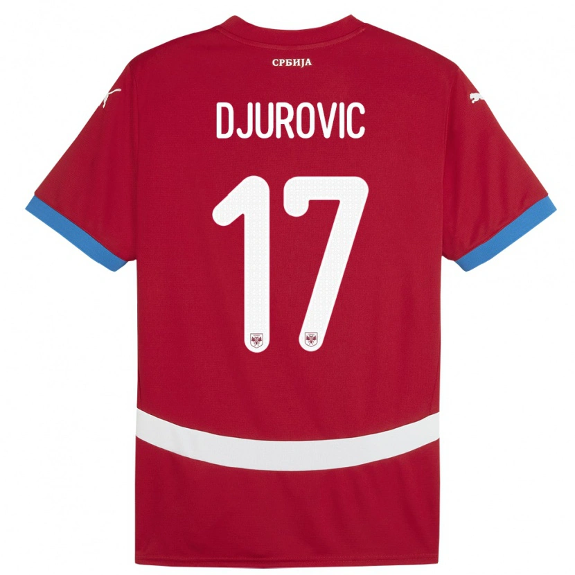 Danxen Herren Serbien Stefan Djurovic #17 Rot Heimtrikot Trikot 24-26 T-Shirt
