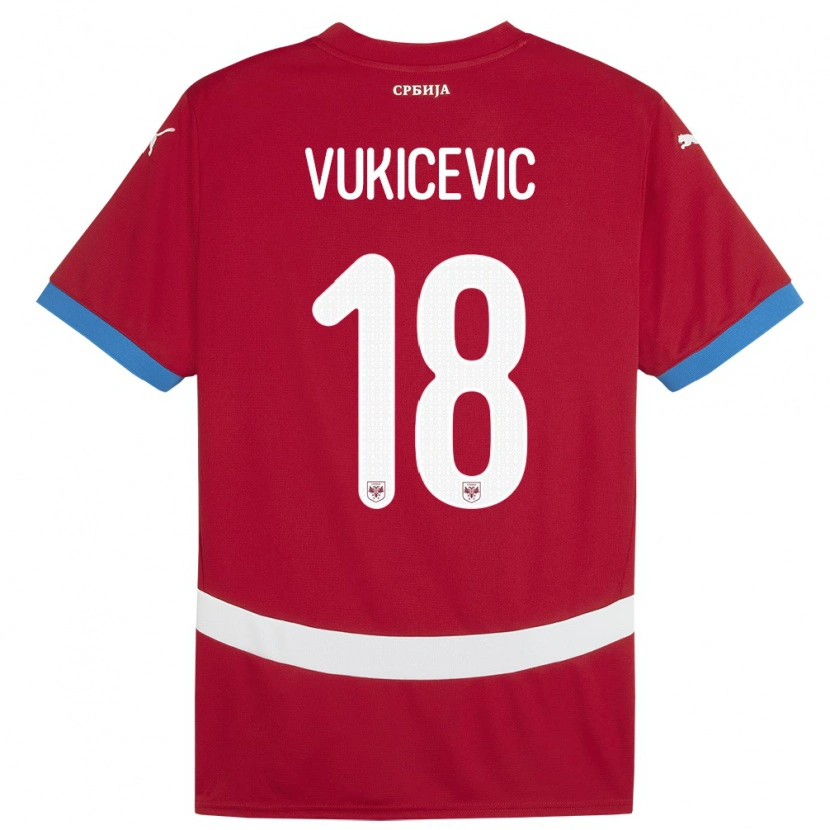 Danxen Herren Serbien Aleksej Vukicevic #18 Rot Heimtrikot Trikot 24-26 T-Shirt