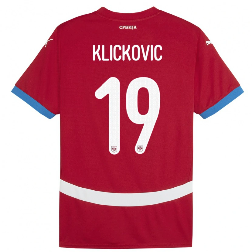 Danxen Herren Serbien Maksim Klickovic #19 Rot Heimtrikot Trikot 24-26 T-Shirt