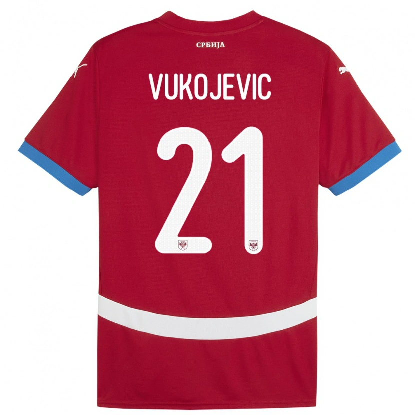 Danxen Herren Serbien Veljko Vukojevic #21 Rot Heimtrikot Trikot 24-26 T-Shirt