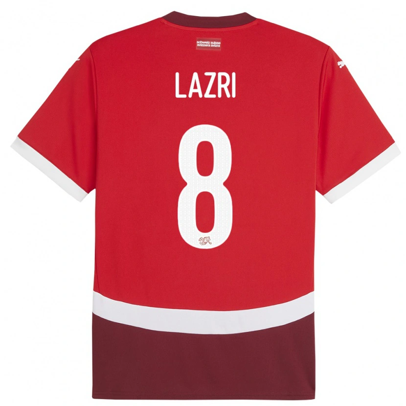 Danxen Herren Schweiz Nico Lazri #8 Rot Heimtrikot Trikot 24-26 T-Shirt