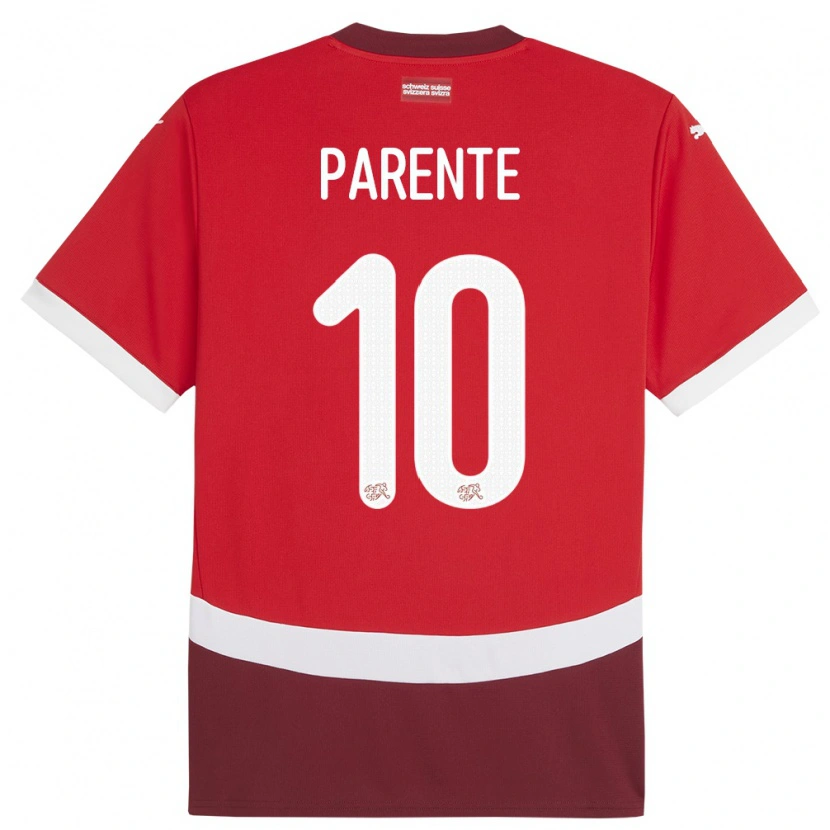 Danxen Herren Schweiz Jason Parente #10 Rot Heimtrikot Trikot 24-26 T-Shirt