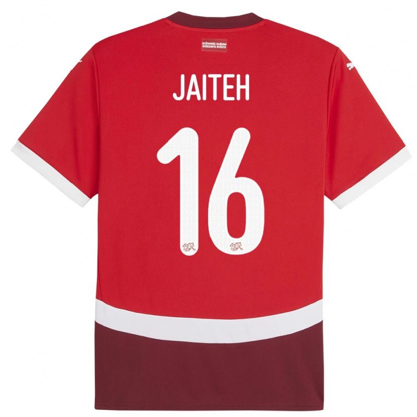 Danxen Herren Schweiz Momodou Jaiteh #16 Rot Heimtrikot Trikot 24-26 T-Shirt