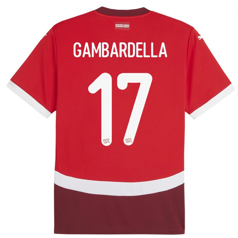 Danxen Herren Schweiz Matteo Gambardella #17 Rot Heimtrikot Trikot 24-26 T-Shirt