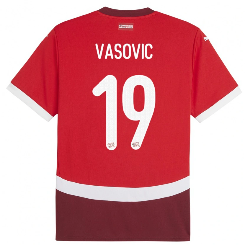Danxen Herren Schweiz Andrej Vasovic #19 Rot Heimtrikot Trikot 24-26 T-Shirt