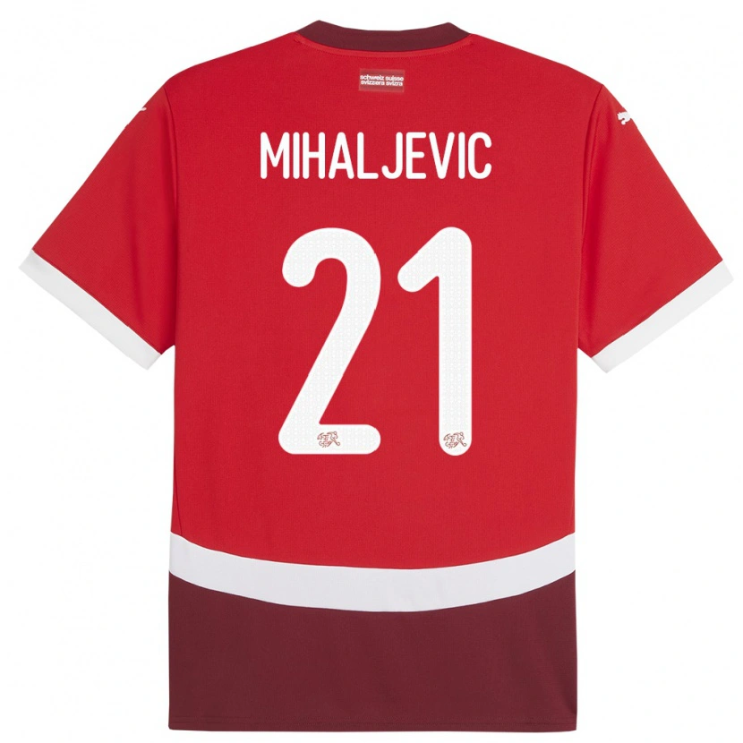 Danxen Herren Schweiz Mark Mihaljevic #21 Rot Heimtrikot Trikot 24-26 T-Shirt