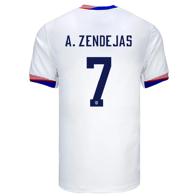 Danxen Herren Vereinigte Staaten Álex Zendejas #7 Weiß Heimtrikot Trikot 24-26 T-Shirt