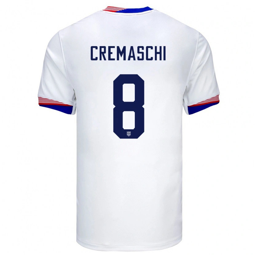 Danxen Herren Vereinigte Staaten Benja Cremaschi #8 Weiß Heimtrikot Trikot 24-26 T-Shirt