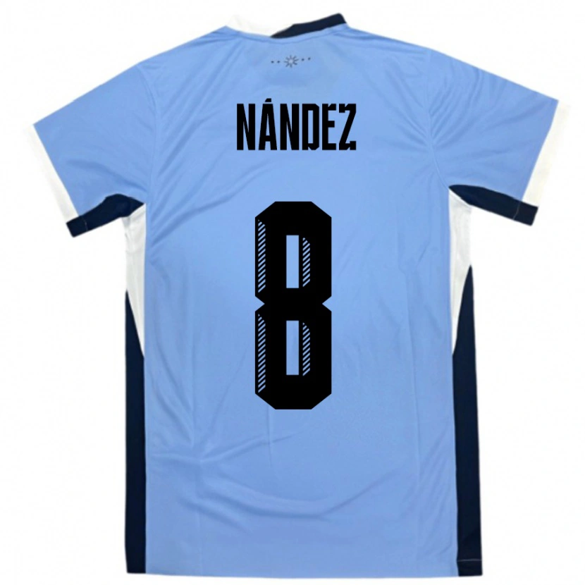 Danxen Herren Uruguay Nahitan Nández #8 Weiß Schwarz Heimtrikot Trikot 24-26 T-Shirt