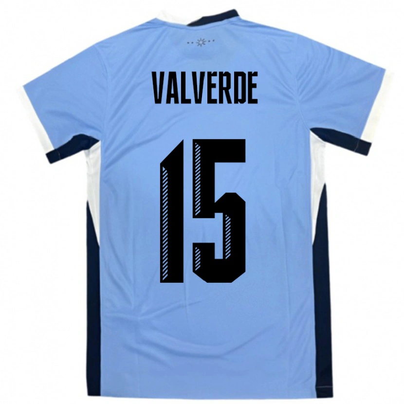 Danxen Herren Uruguay Federico Valverde #15 Weiß Schwarz Heimtrikot Trikot 24-26 T-Shirt
