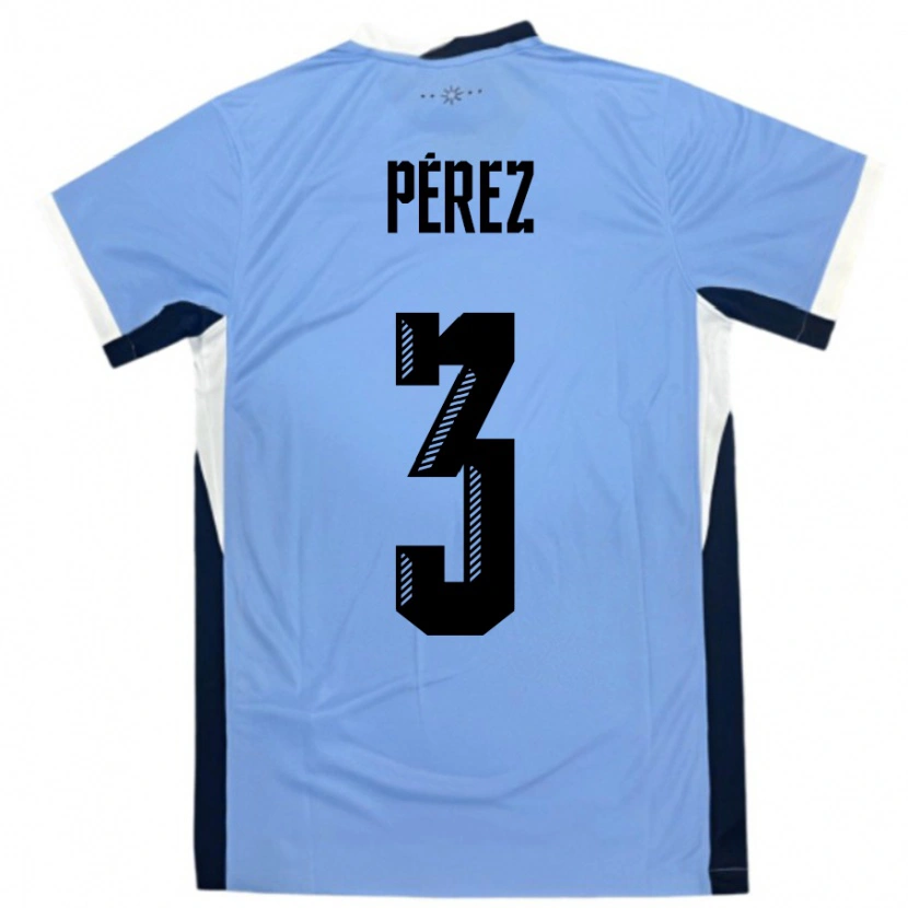 Danxen Herren Uruguay Nicolás Pérez #3 Weiß Schwarz Heimtrikot Trikot 24-26 T-Shirt