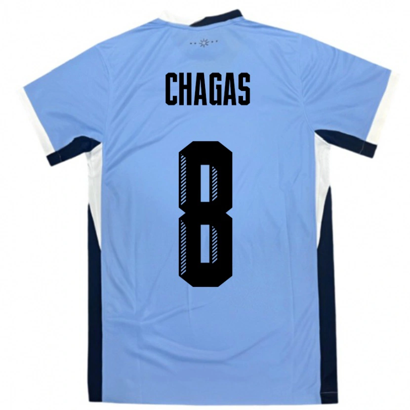 Danxen Herren Uruguay Rodrigo Chagas #8 Weiß Schwarz Heimtrikot Trikot 24-26 T-Shirt