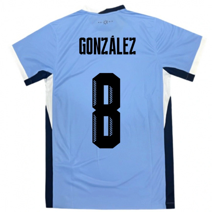 Danxen Herren Uruguay Luciano Gonzalez #8 Weiß Schwarz Heimtrikot Trikot 24-26 T-Shirt