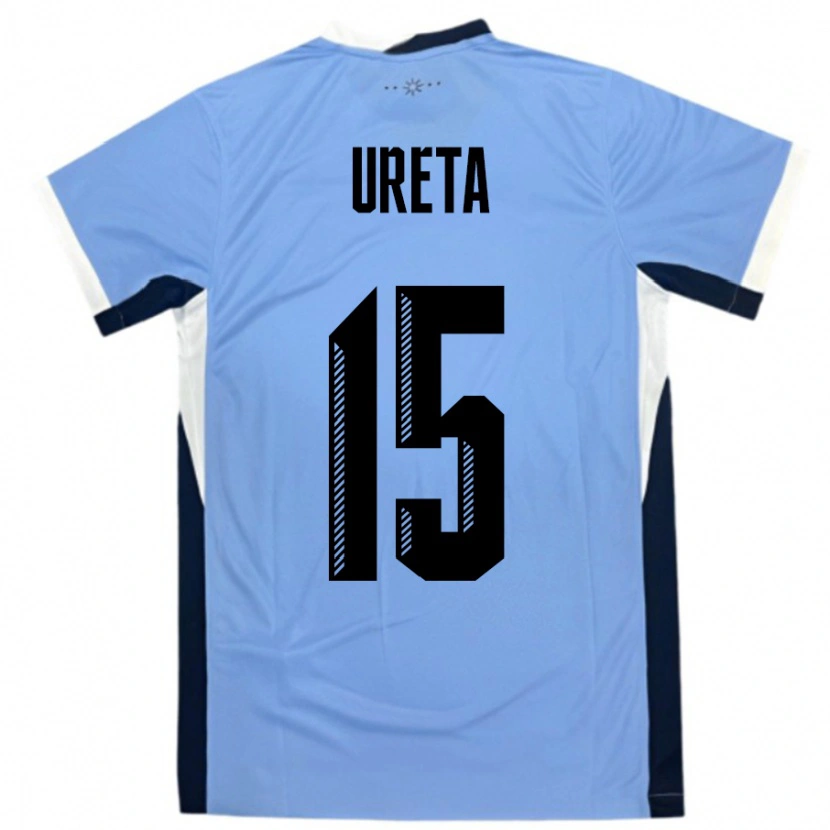 Danxen Herren Uruguay Mateo Ureta #15 Weiß Schwarz Heimtrikot Trikot 24-26 T-Shirt