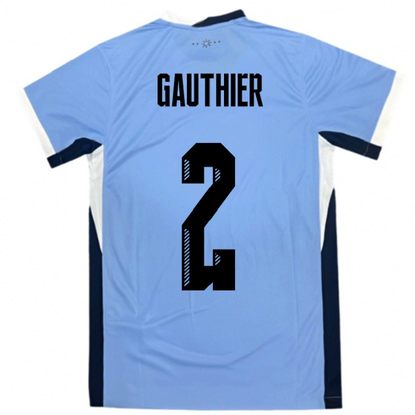 Danxen Herren Uruguay Valentin Gauthier #2 Weiß Schwarz Heimtrikot Trikot 24-26 T-Shirt
