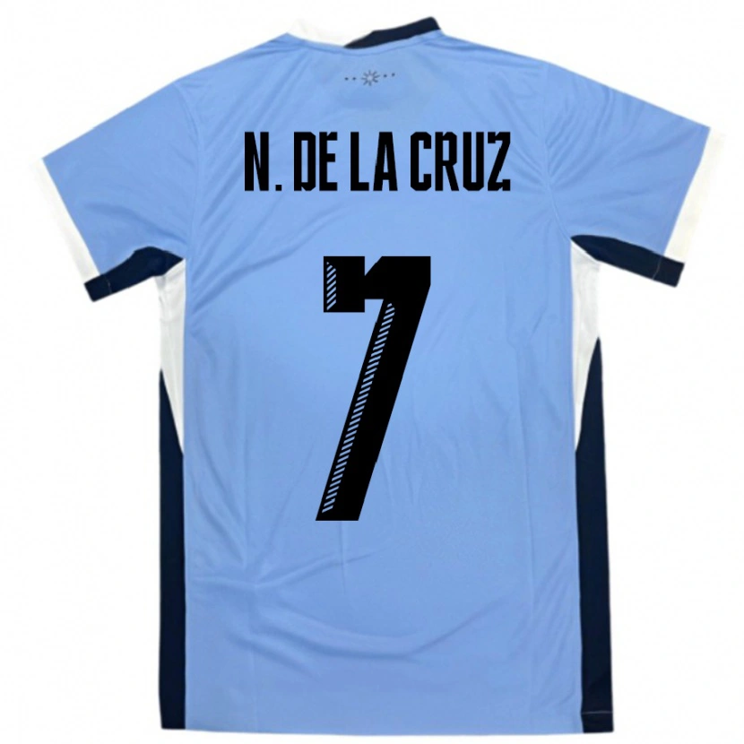 Danxen Herren Uruguay Nicolas De La Cruz #7 Weiß Schwarz Heimtrikot Trikot 24-26 T-Shirt