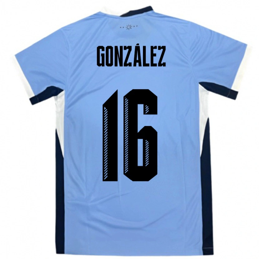 Danxen Herren Uruguay Lorena Gonzalez #16 Weiß Schwarz Heimtrikot Trikot 24-26 T-Shirt