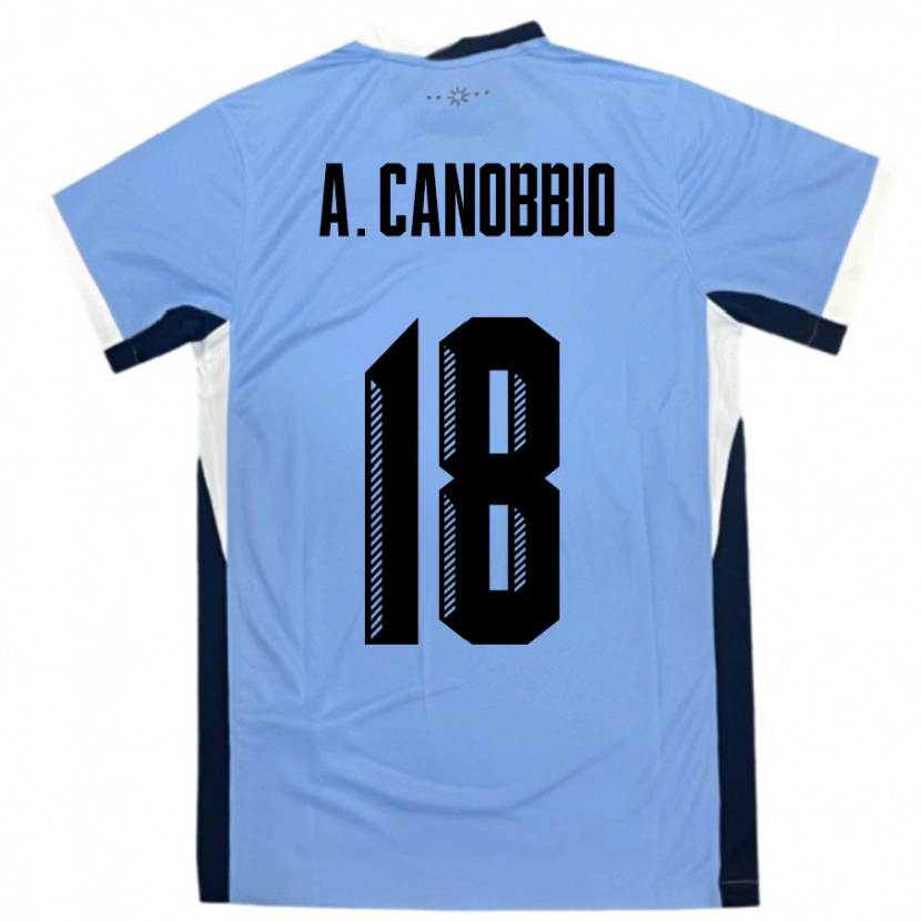 Danxen Herren Uruguay Agustin Canobbio #18 Weiß Schwarz Heimtrikot Trikot 24-26 T-Shirt