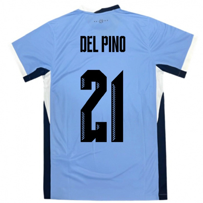 Danxen Herren Uruguay Emiliano Del Pino #21 Weiß Schwarz Heimtrikot Trikot 24-26 T-Shirt