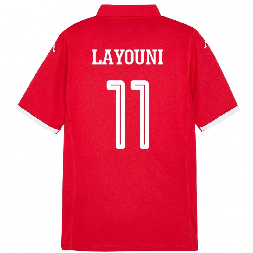 Danxen Herren Tunesien Amor Layouni #11 Rot Heimtrikot Trikot 24-26 T-Shirt
