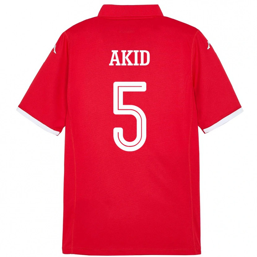Danxen Herren Tunesien Abdessalem Akid #5 Rot Heimtrikot Trikot 24-26 T-Shirt