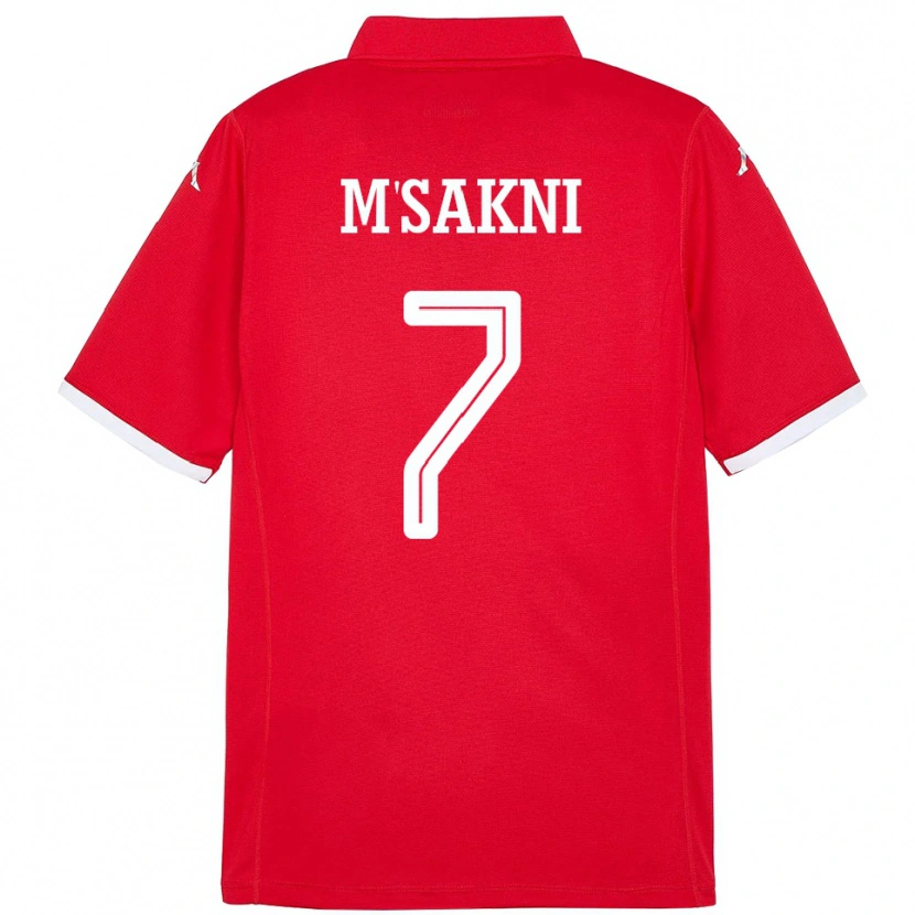 Danxen Herren Tunesien Youssef M Sakni #7 Rot Heimtrikot Trikot 24-26 T-Shirt