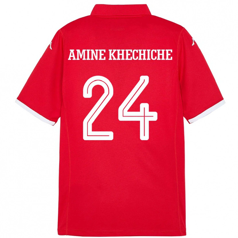 Danxen Herren Tunesien Mohamed Amine Khechiche #24 Rot Heimtrikot Trikot 24-26 T-Shirt