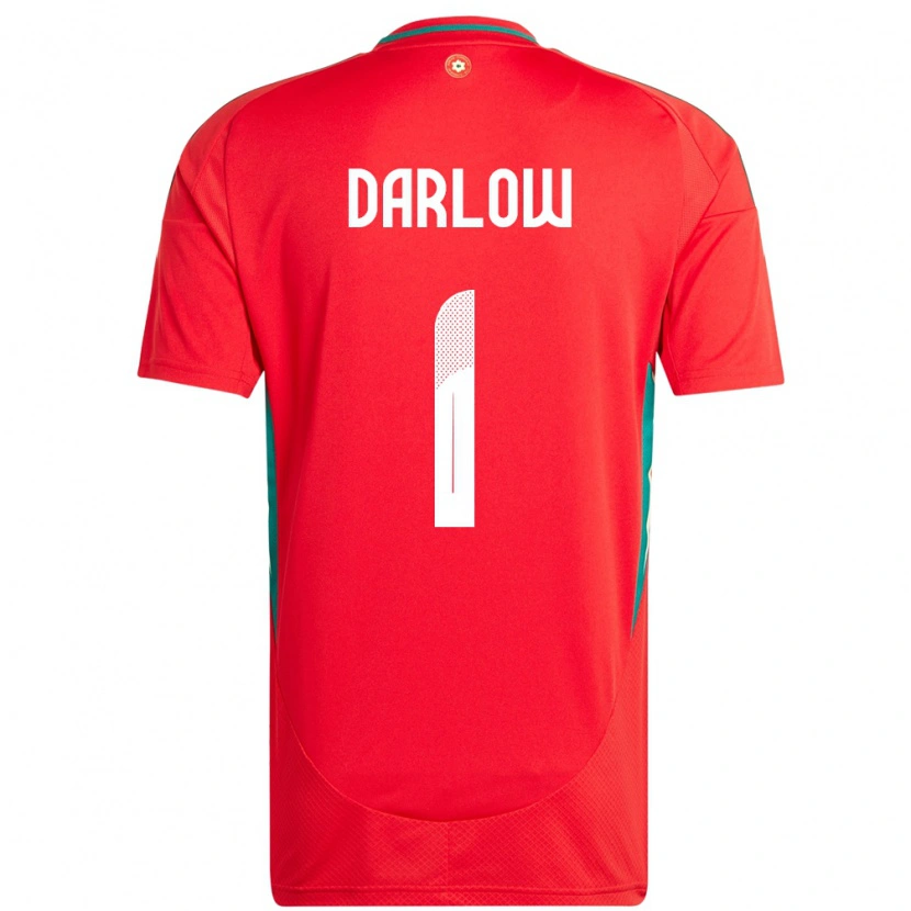 Danxen Herren Wales Karl Darlow #1 Rot Heimtrikot Trikot 24-26 T-Shirt