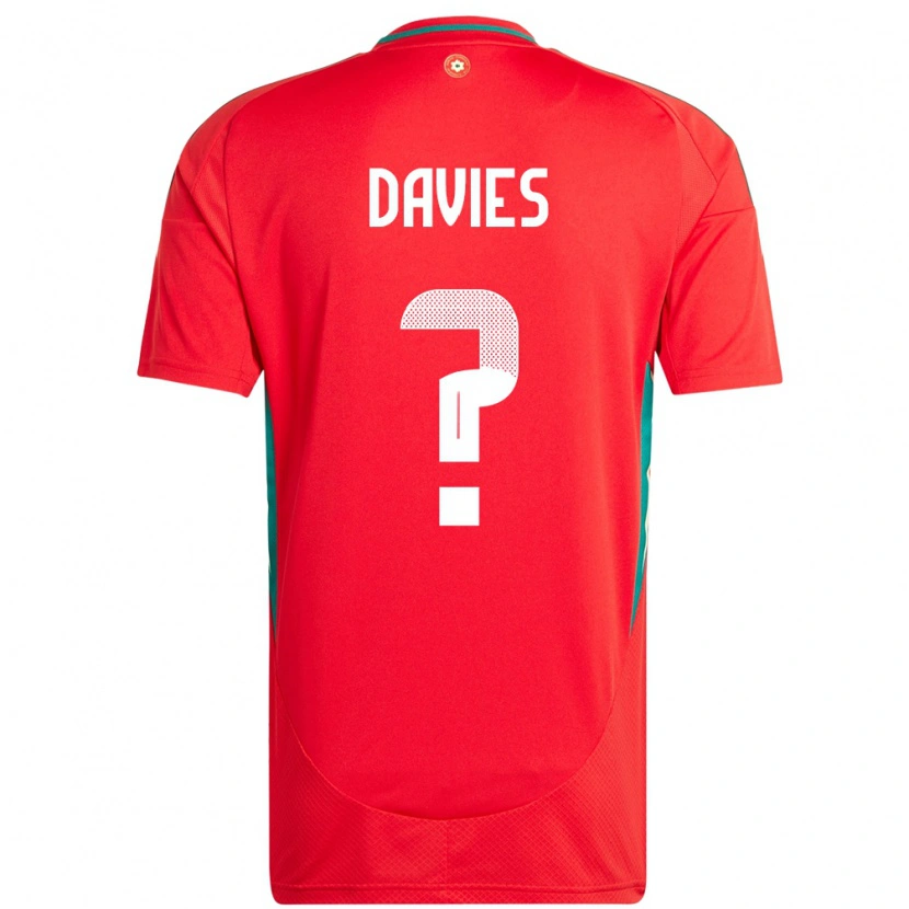 Danxen Herren Wales Isaac Davies #0 Rot Heimtrikot Trikot 24-26 T-Shirt