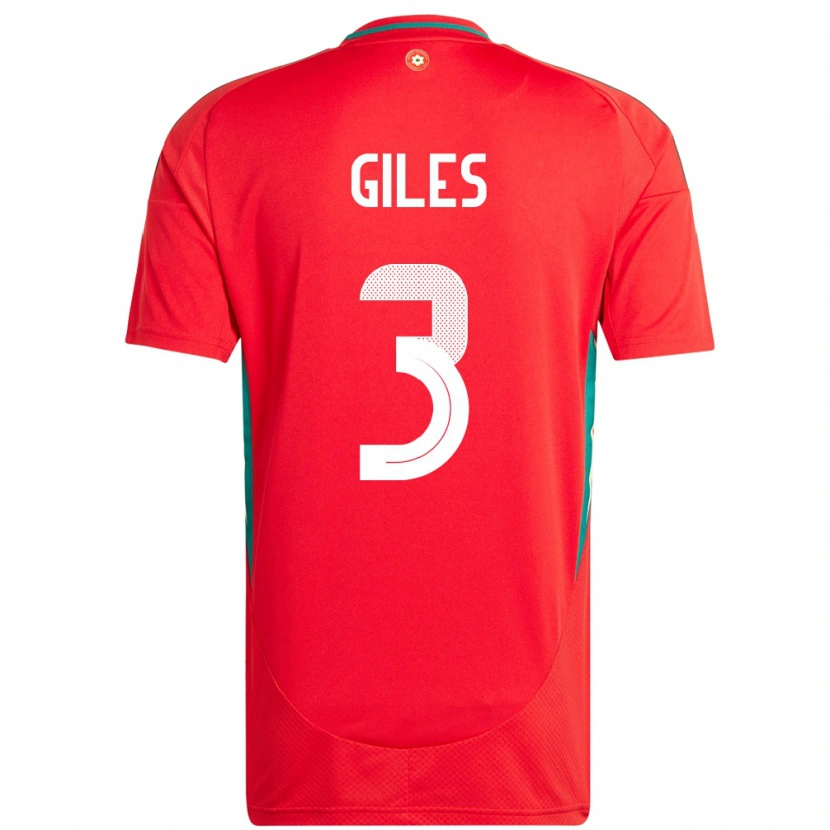 Danxen Herren Wales Luey Giles #3 Rot Heimtrikot Trikot 24-26 T-Shirt