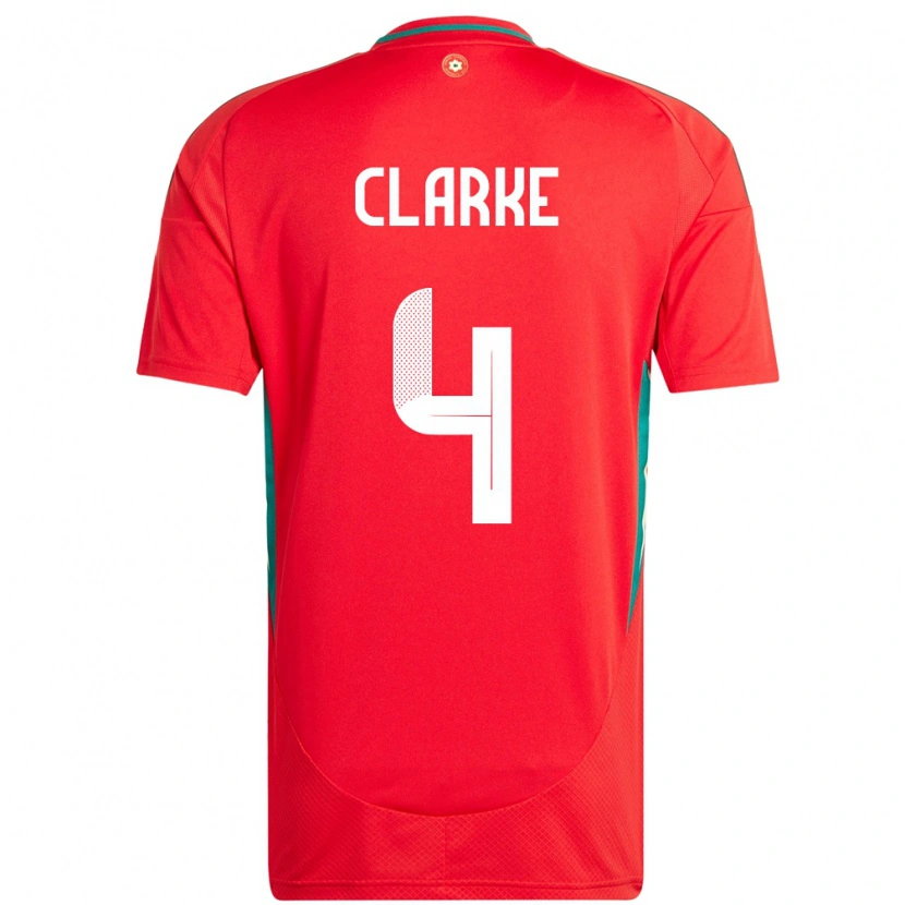 Danxen Herren Wales Brayden Clarke #4 Rot Heimtrikot Trikot 24-26 T-Shirt