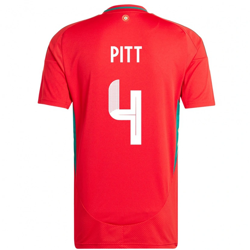 Danxen Herren Wales Theo Pitt #4 Rot Heimtrikot Trikot 24-26 T-Shirt
