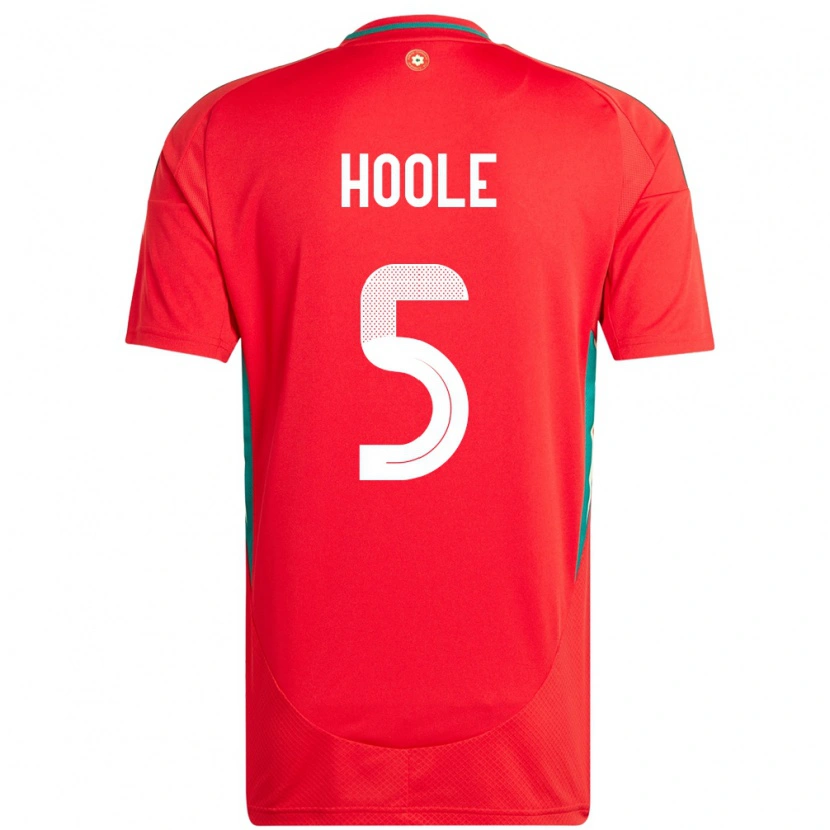 Danxen Herren Wales Luca Hoole #5 Rot Heimtrikot Trikot 24-26 T-Shirt