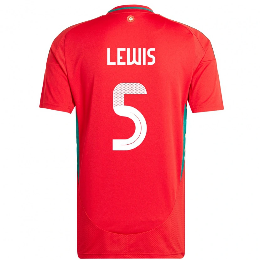 Danxen Herren Wales Emlyn Lewis #5 Rot Heimtrikot Trikot 24-26 T-Shirt
