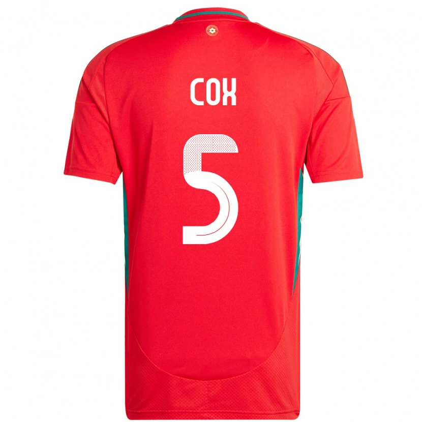 Danxen Herren Wales Daniel Cox #5 Rot Heimtrikot Trikot 24-26 T-Shirt