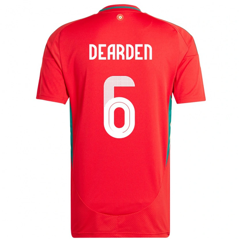 Danxen Herren Wales Thomas Dearden #6 Rot Heimtrikot Trikot 24-26 T-Shirt