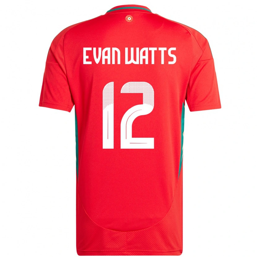 Danxen Herren Wales Evan Watts #12 Rot Heimtrikot Trikot 24-26 T-Shirt