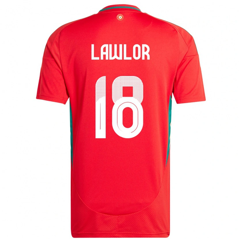 Danxen Herren Wales Dylan Lawlor #18 Rot Heimtrikot Trikot 24-26 T-Shirt