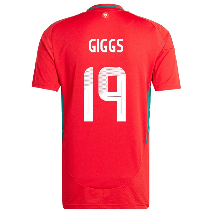 Danxen Herren Wales Zach Giggs #19 Rot Heimtrikot Trikot 24-26 T-Shirt